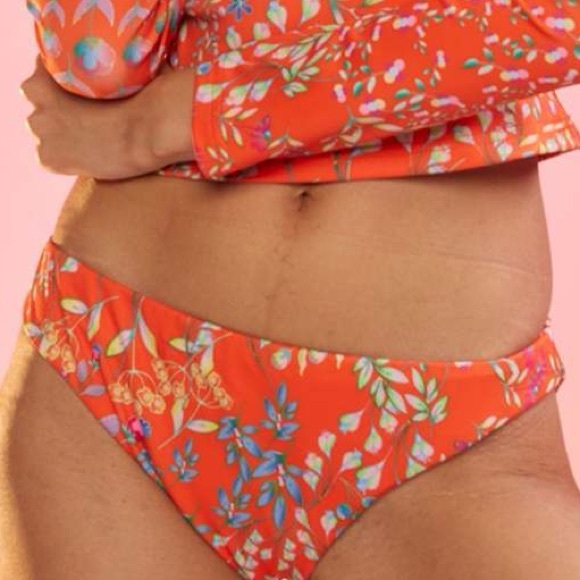 New Cynthia Rowley x Free People Ruched Reef S M L Orange Floral MidRise Bottoms - Picture 5 of 11